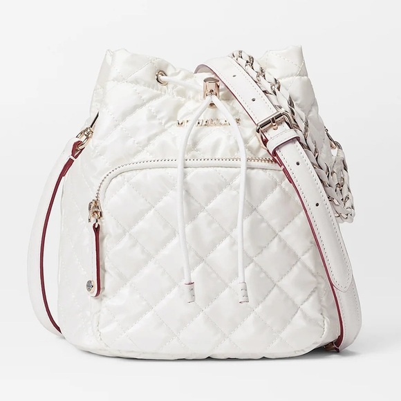 NWT MZ Wallace Pearl Metallic Crosby Drawstring Bucket Bag - Picture 1 of 12